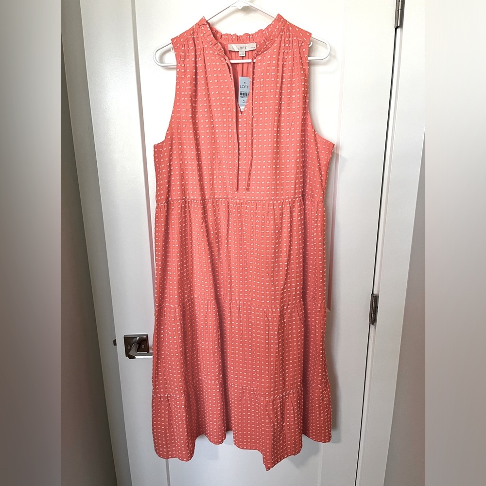 LOFT tank dress with tie neck